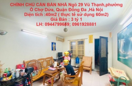 CHÍNH CHỦ CẦN BÁN NHÀ  A5 208 TT Hào Nam ( 29 A5 Vũ Thạnh ) 40/60 T2/5